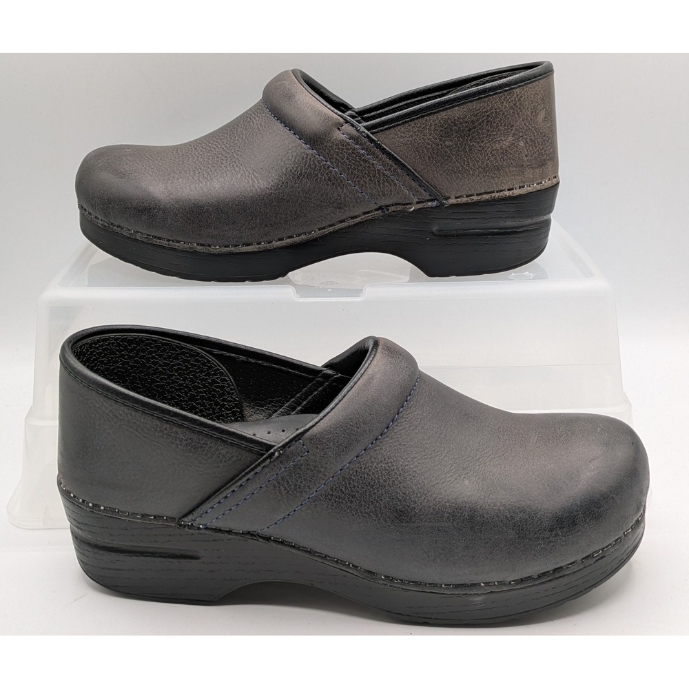 Dansko Shoes Womens Size 9.5 Gray Leather Clog Slip Resistant Workwear Comfort